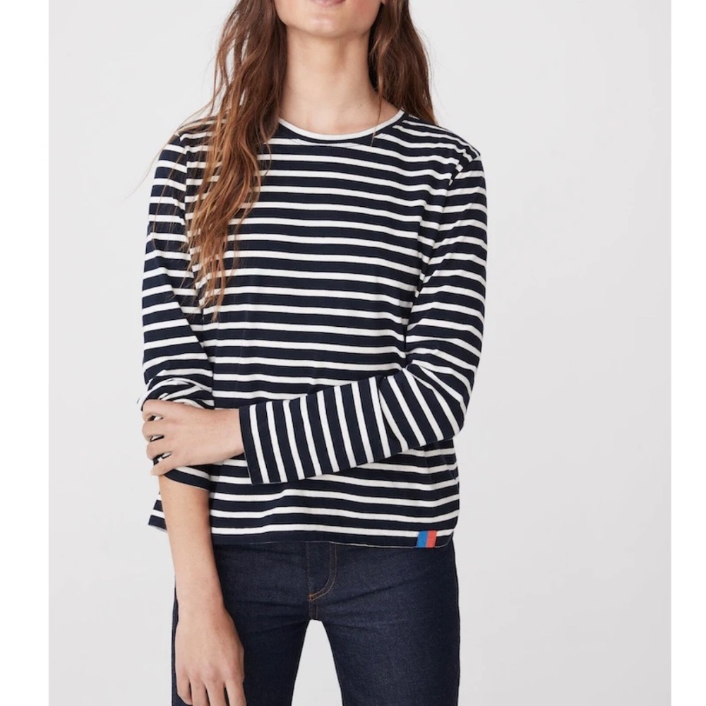 KULE Navy and White Striped Long Sleeve Tee